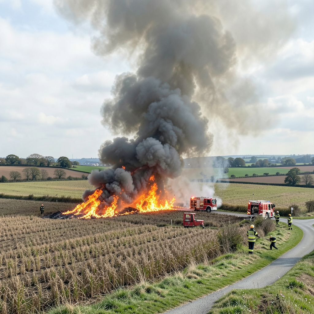 Fire crews tackle Nottinghamshire field blaze as smoke rises